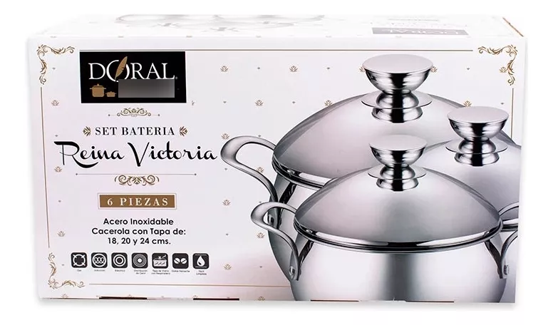 Batería Victoria Acero Inoxidable 6 Piezas Plateada Doral - Imagen 5