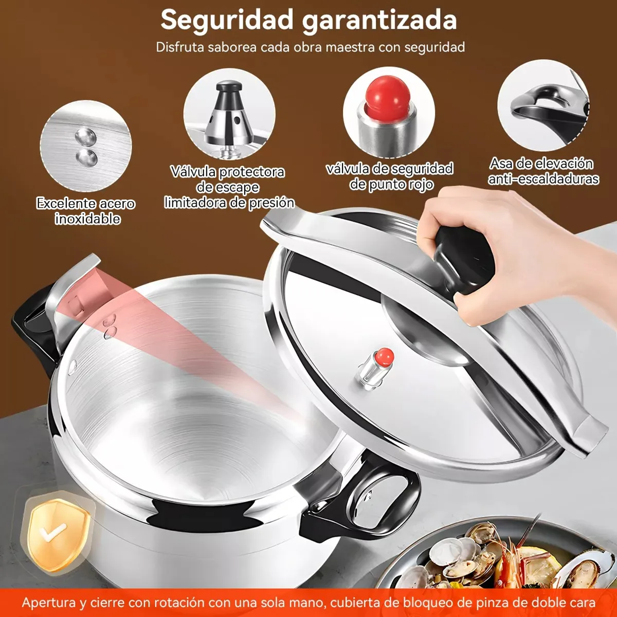 Olla A Presión 11 Litros Fast Cook Doral Color Plateado - Imagen 4