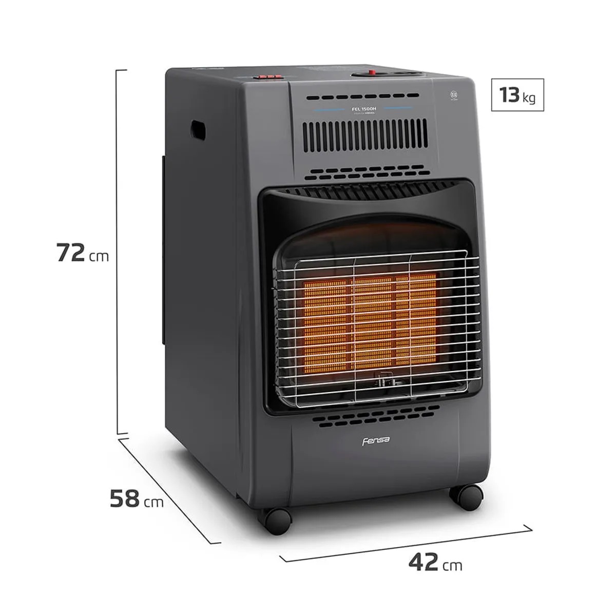 Estufa Hibrída Fensa 5-15kg Eléctrica Y Gas Fel 1500 H Negra - Imagen 4