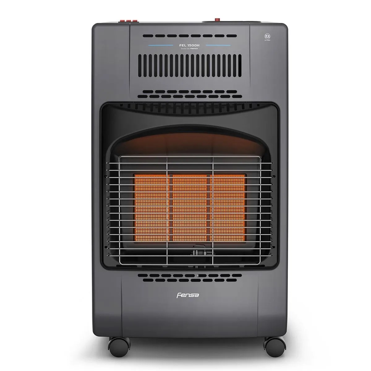Estufa Hibrída Fensa 5-15kg Eléctrica Y Gas Fel 1500 H Negra
