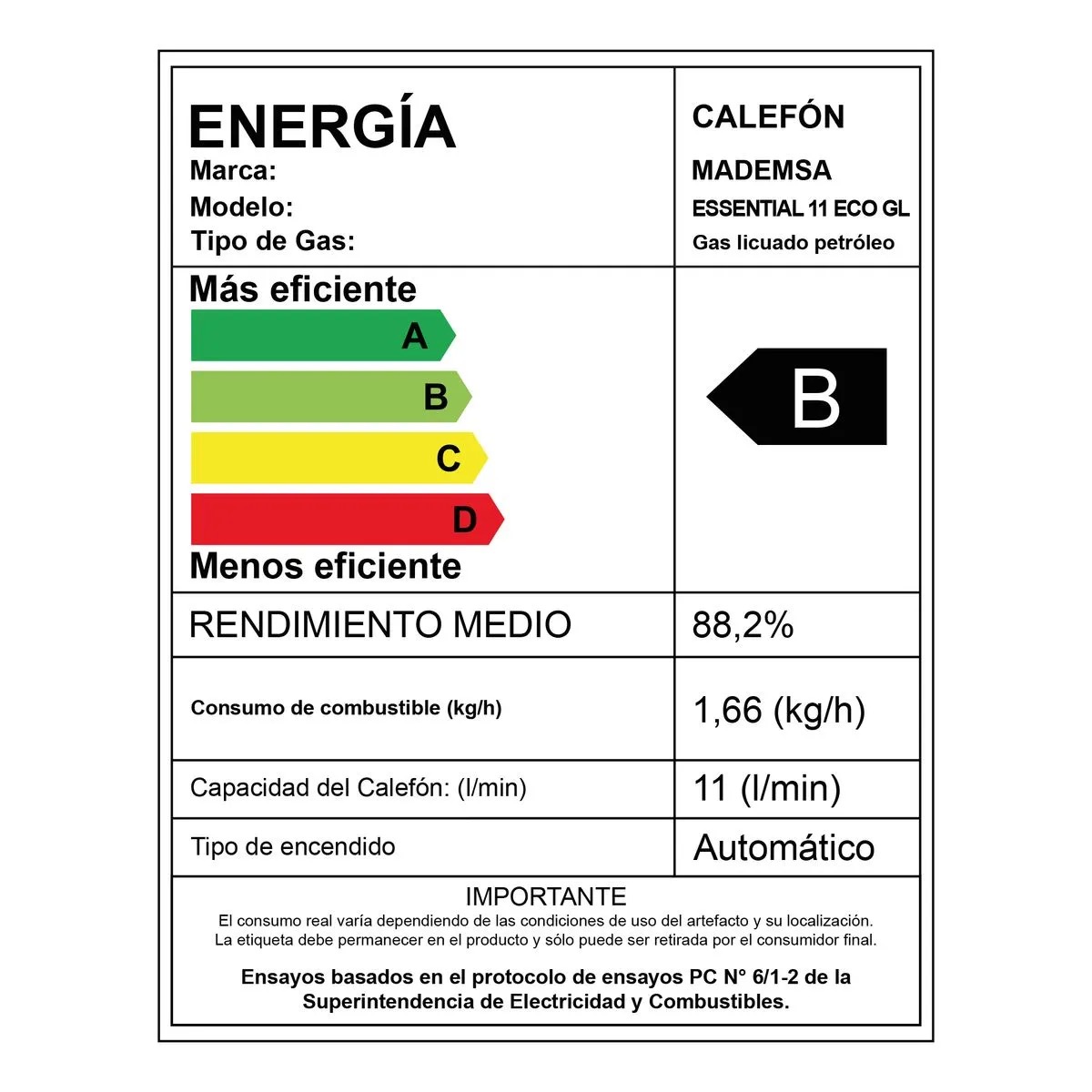 Calefont Gas Licuado 11 Litros Tiro Natural Essential Eco Ionizado - Mademsa - Imagen 8