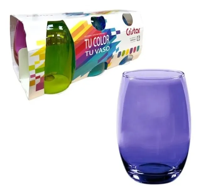 6 vasos De Vidrio Altos Mikonos Full Color 460ml Cristar Color - Imagen 4