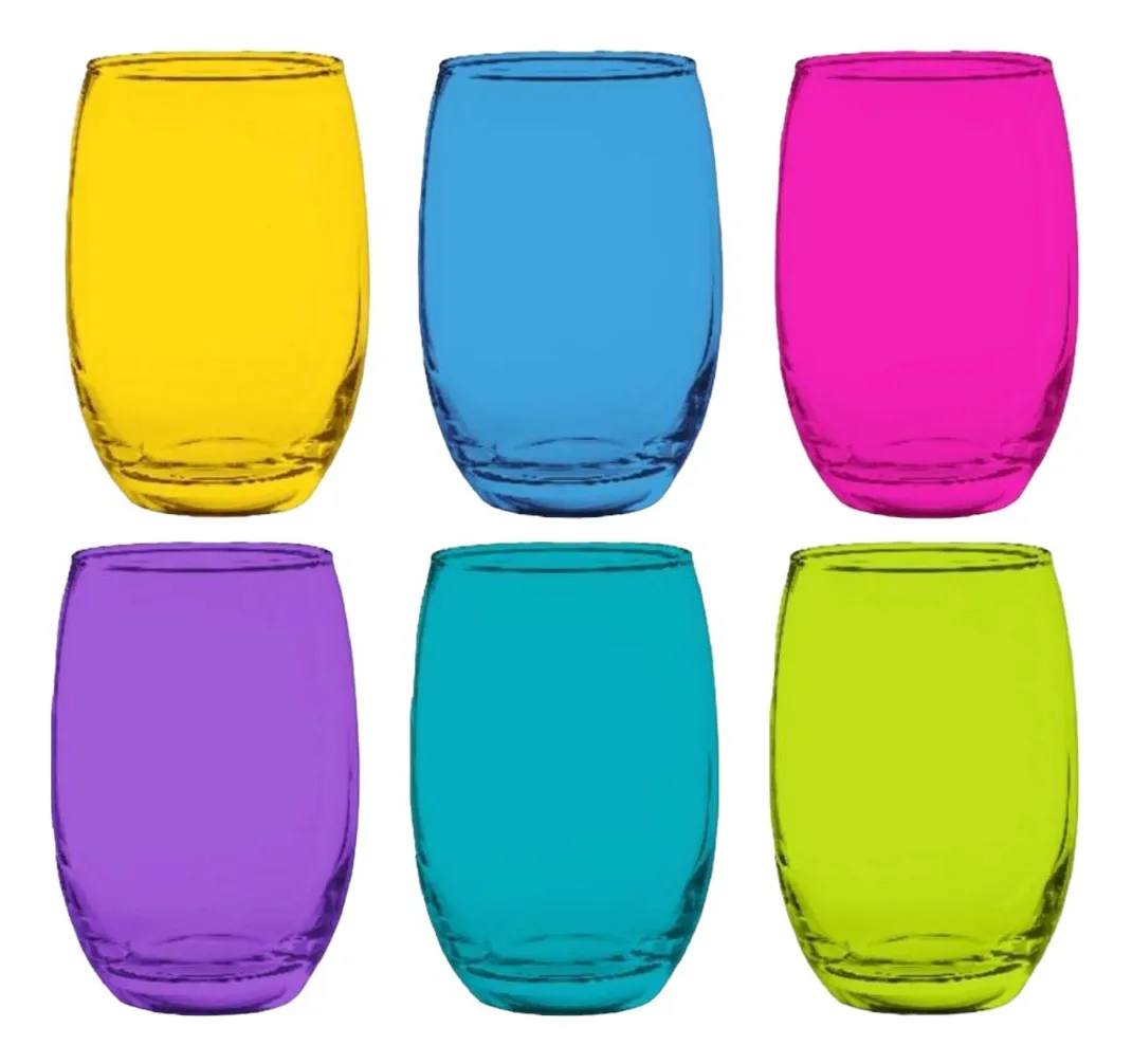 6 vasos De Vidrio Altos Mikonos Full Color 460ml Cristar Color - Imagen 2