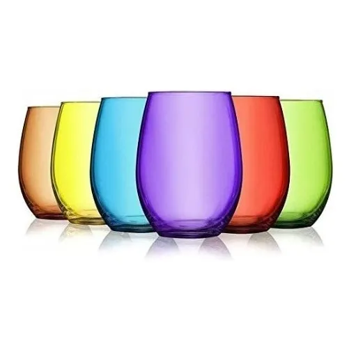 6 vasos De Vidrio Altos Mikonos Full Color 460ml Cristar Color