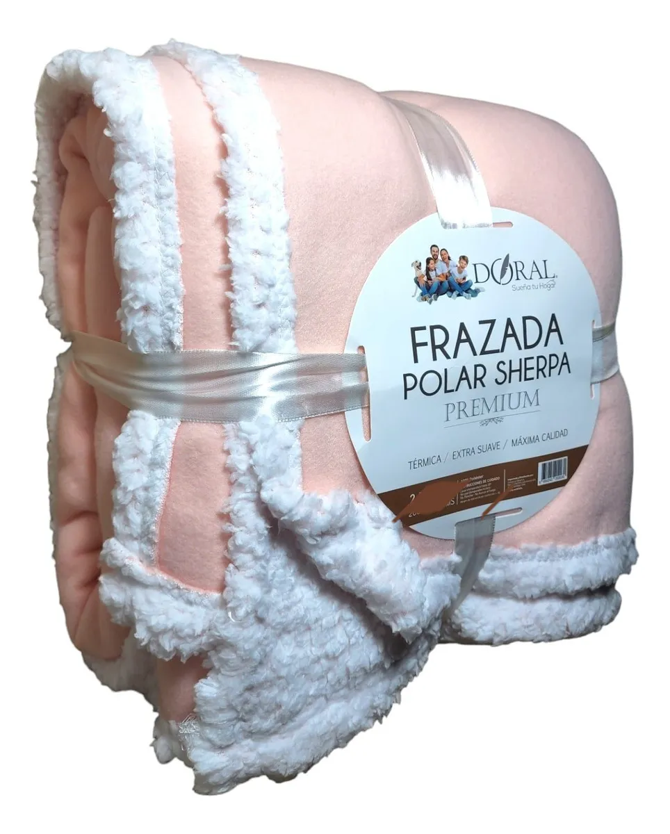 Frazada Polar Sherpa Premium 2 Plazas Doral Color Palo Rosa - Imagen 3