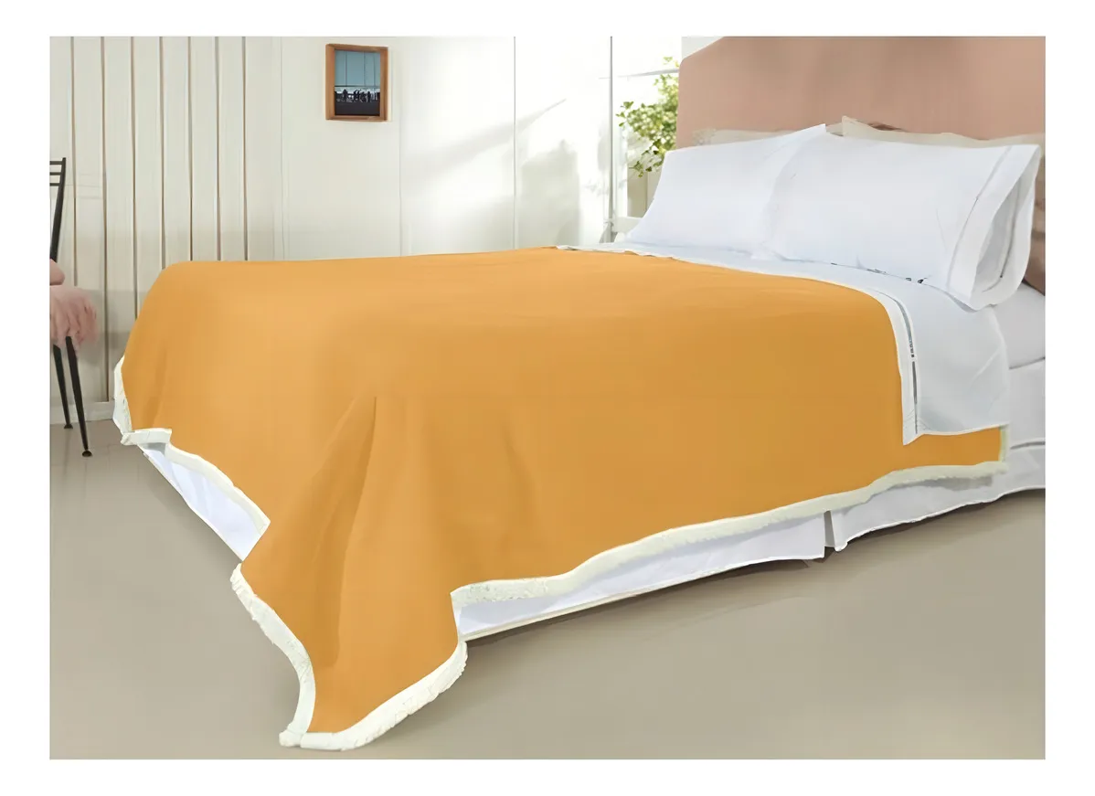 Frazada Polar Sherpa Premium King 2,5 Plazas Doral Color Mostaza - Imagen 2