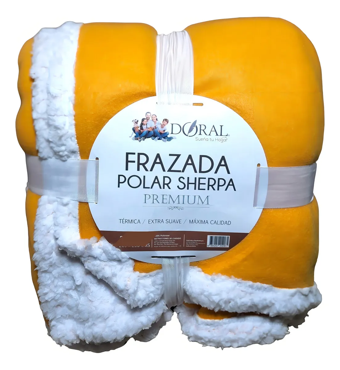 Frazada Polar Sherpa Premium King 2,5 Plazas Doral Color Mostaza - Imagen 3